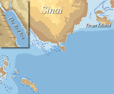 Map of south Sinai and the Tiran straits