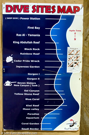 מפת אתרי הצלילה בעקבה Dive sites of Aqaba מפת אתרי הצלילה בעקבה Dive sites of Aqaba