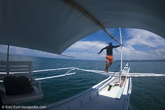 On the banca, waiting for the whale sharks